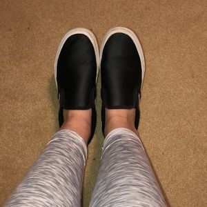 Black Leather Slip On Vans